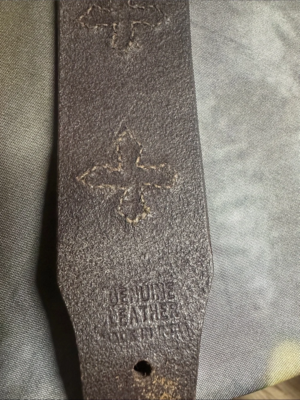 Brown Leather Men’s 10” bracelet with Cross Embossing